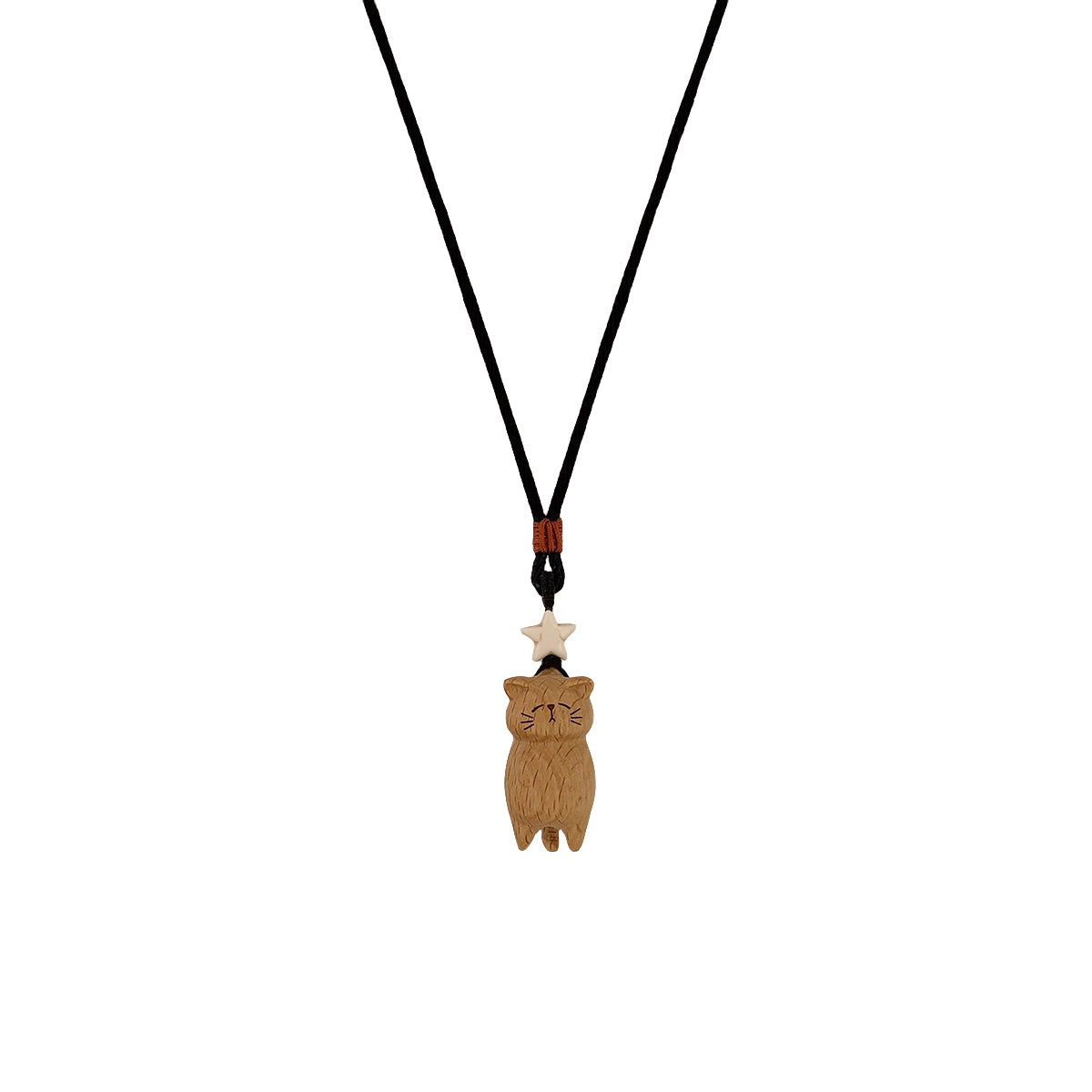 Cute Wooden Cat Pendant