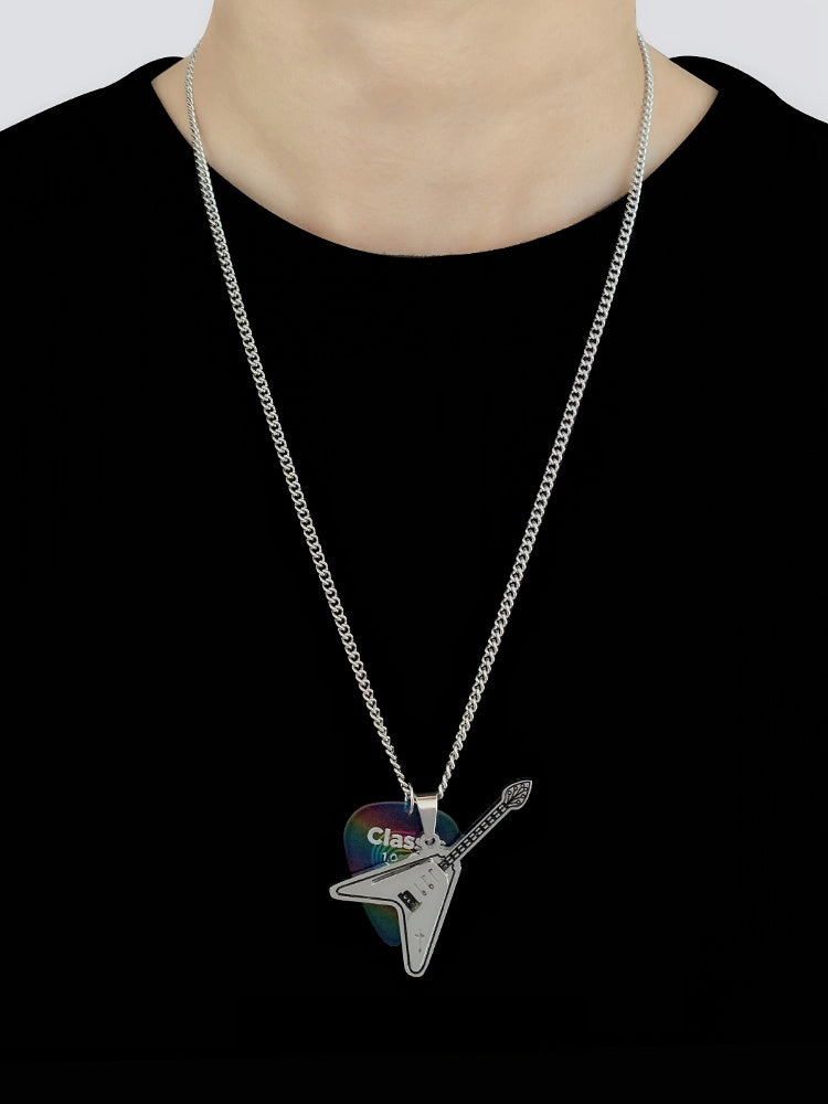 Rock 'N' Roll Guitar & Rainbow Pick Pendant
