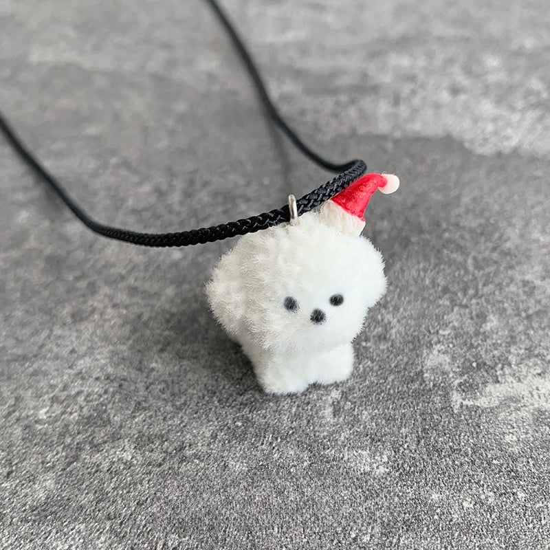Christmas Hat Puppy Pendant